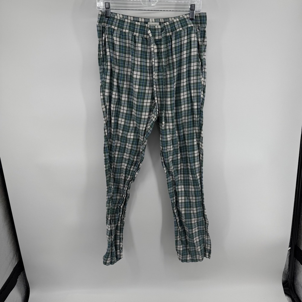 J. Crew Plaid Pajama Pants Lounge Sleepwear Green Blue White Size M‎
